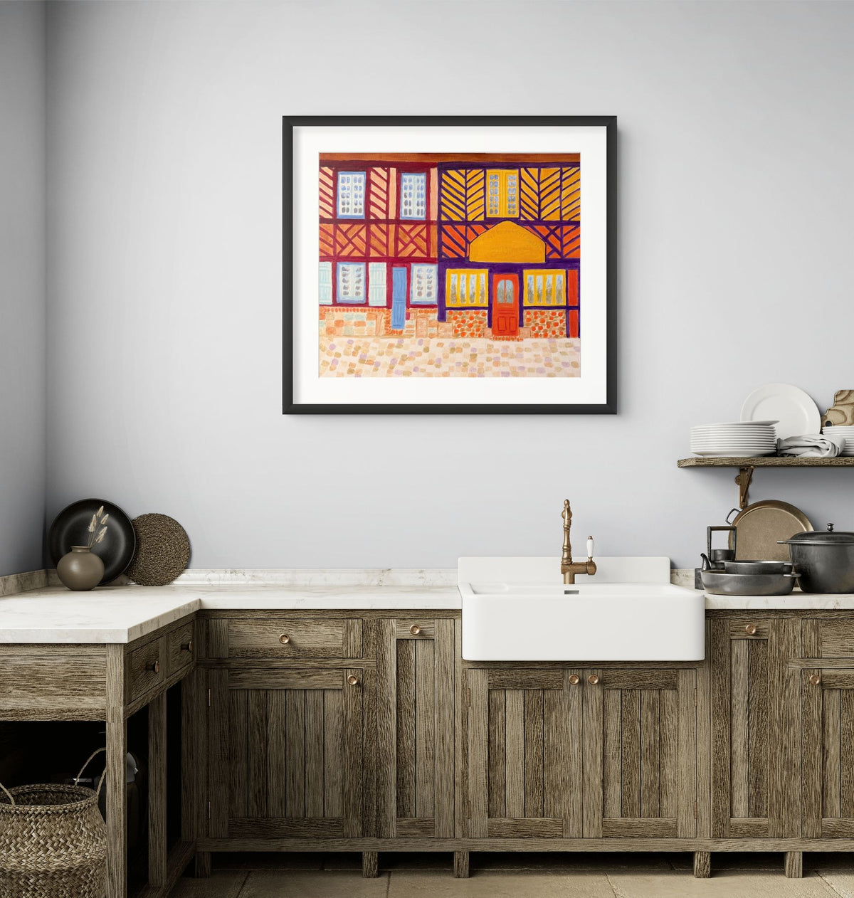 Le Café du Coiffeur original artwork by Nelleke Bruno styled in a modern interior