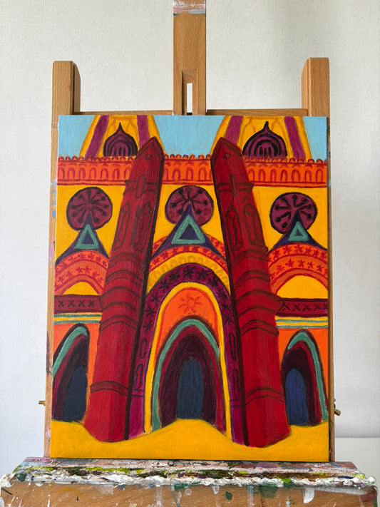 Sainte-Croix Orleans - Origineel Schilderij A4