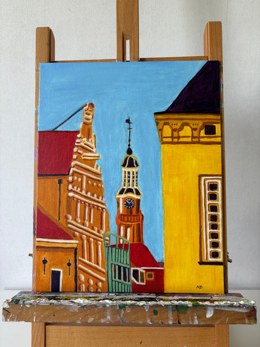 Lange Hofstraat Zutphen - Origineel Schilderij A4
