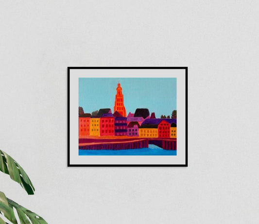 Quay Zutphen Art Print with Frame and Passe Partout