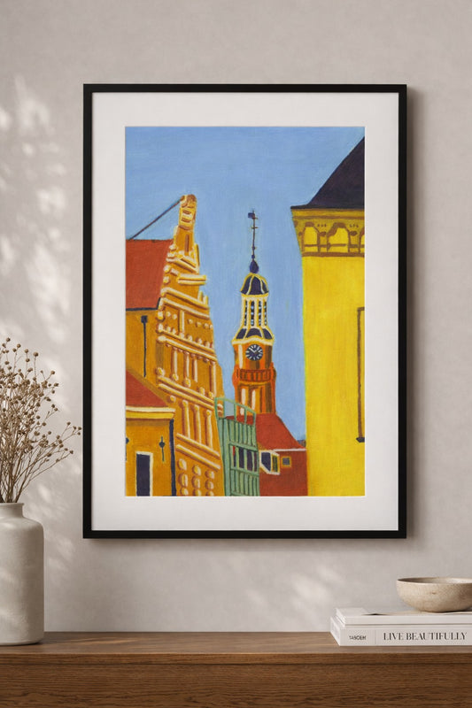 Lange Hofstraat Zutphen  Art Print with Frame and Passe Partout