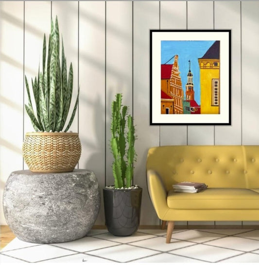 Lange Hofstraat Zutphen  Art Print with Frame and Passe Partout