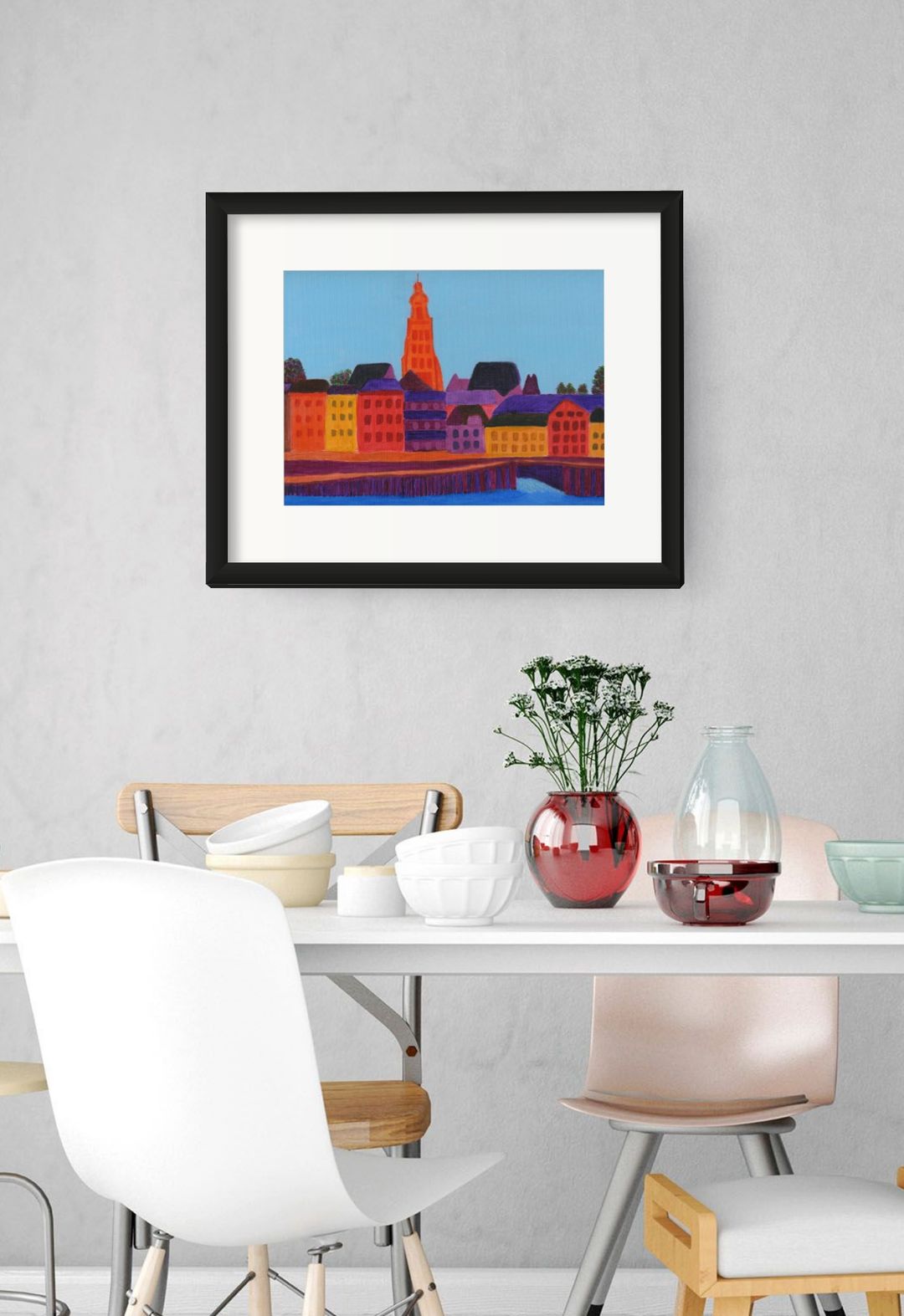 Quay Zutphen Art Print with Frame and Passe Partout