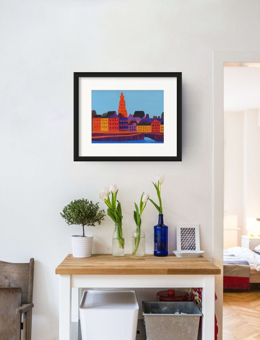 Kade Zutphen Kunstprint met Lijst en Passe-Partout