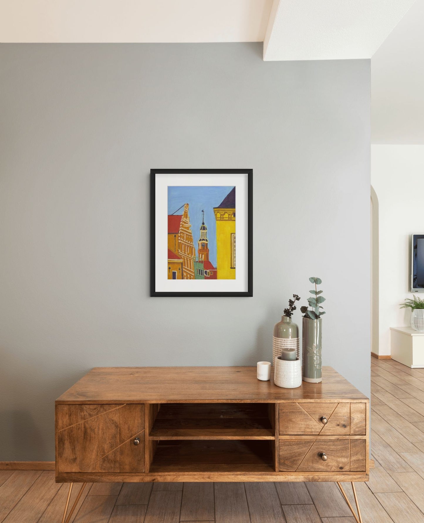 Lange Hofstraat Zutphen  Art Print with Frame and Passe Partout