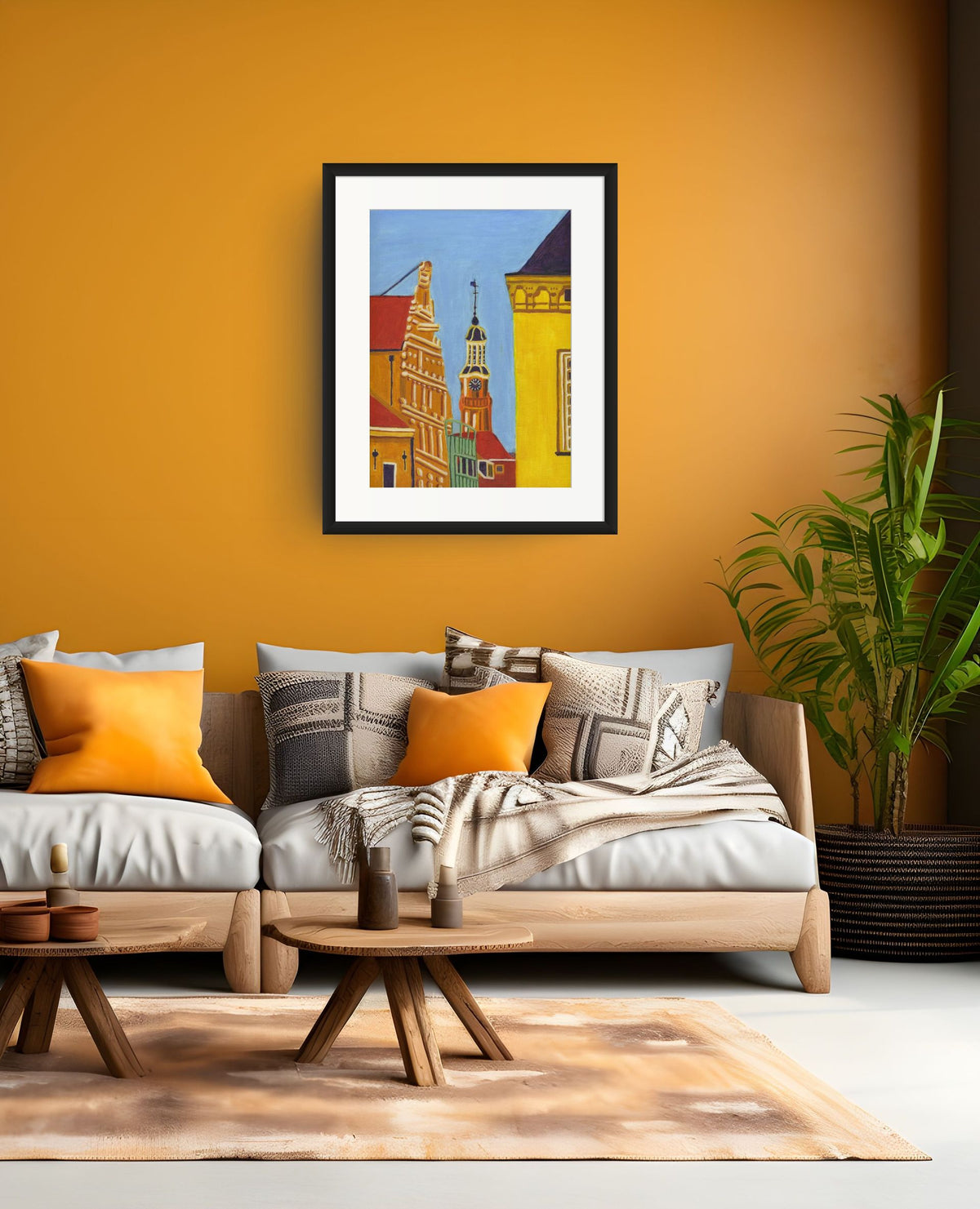 Lange Hofstraat Zutphen Kunstprint met Lijst en Passe-partout
