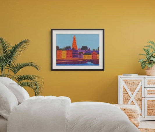 Kade Zutphen Kunstprint met Lijst en Passe-Partout
